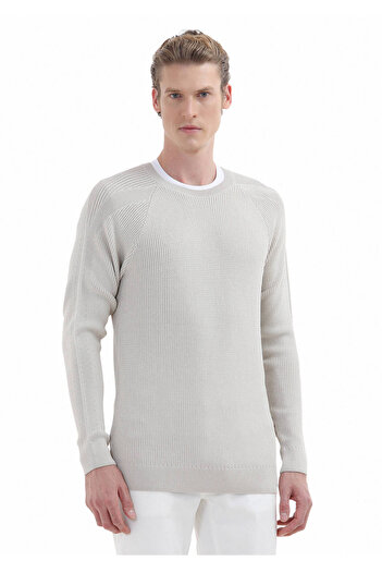 Ramsey Stone Crew Neck Jacquard Knitwear Sweater