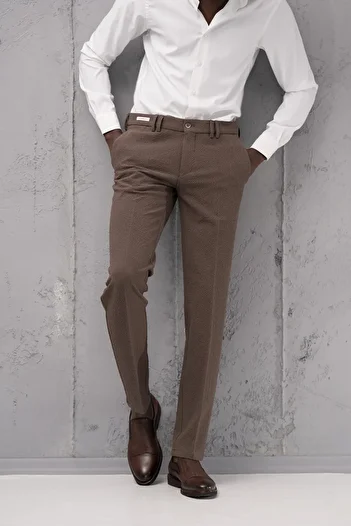 Ecer Regular Fit Winter Seersucker Trousers with Side Pockets