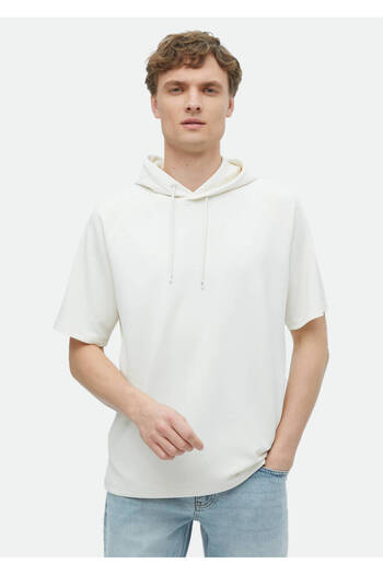 Ramsey Hooded Ecru Plain Sweatshirt