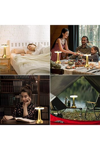 Choice Gold Portable Metal LED Table Lamp Table Lamp with Touch Sensor, Three Color Temperature Control Dim