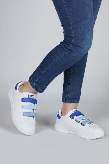 Jump 30110 Mavi - Beyaz Cırtlı Erkek Çocuk Sneaker Günlük Spor Ayakkabı