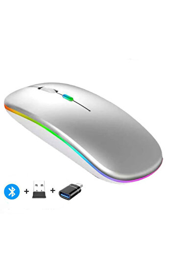 Choice LED-Sliver B Wireless Mouse Bluetooth--compatible RGB Rechargeable Mouses Wireless Computer Silent M