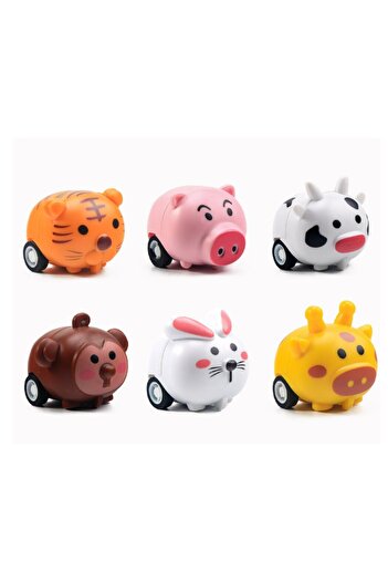 Choice Color 12Pcs Cute Cartoon Animal Pull-Back Inertia Car Kids Toy Kindergarten Activities Gifts For Chi