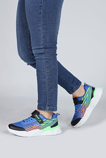 Jump 30030 Mavi - Turuncu - Yeşil Erkek Çocuk Sneaker Günlük Spor Ayakkabı