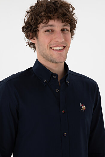 U.S. Polo Assn. Чоловіча темно-синя сорочка з довгими рукавами Basic 50297897-VR033