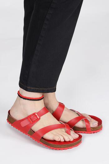 Jump 50008 Single Buckle Red Women's Flip Flops