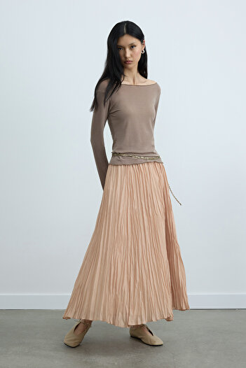 Suud Collection Dusty Rose Pleated Skirt