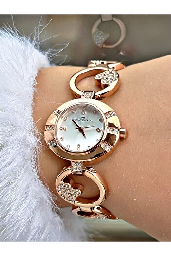 Romanson Special Design Stone Steel Cord Rose Gold Color Steel Case Women Wrist Watch 1419.03