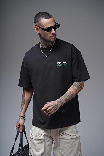 king brich Μπλουζάκι Unisex Oversize με στάμπα με γαρνιρισμένη πλάτη και λεπτομέρεια κεντήματος