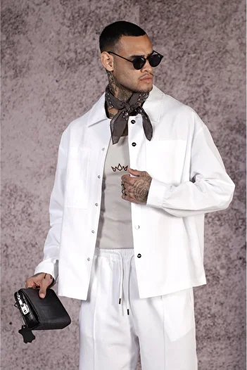 king brich Shirt Collar Snap Fastener Gabardine Bottom Top Set