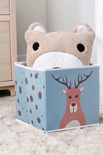 Rope Home Deer Printed Coverless Closet Laundry Toy Organizer Folding Storage Box 30x30x30
