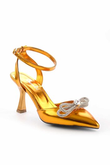 Bambi Metalik Turuncu Kadın Abiye Ayakkabı K01596135109
