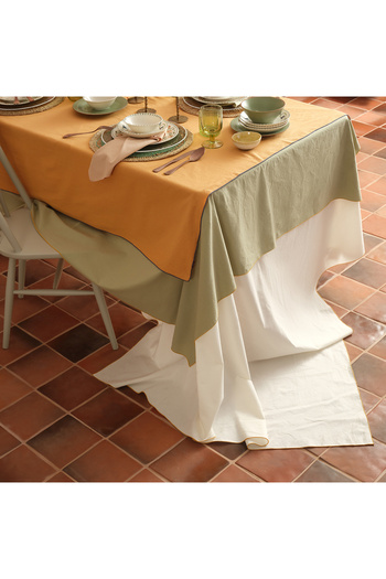 Zsa Zsa Zsu Solid Overlocked Cotton 100% Cotton Table Cloth 160X240 cm Ecru