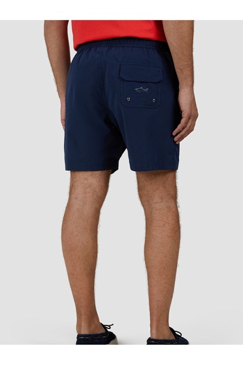 PAUL&SHARK Men's Navy Blue Swim Shorts with Elastic Waist, Comfortable and Lightweight Fabric