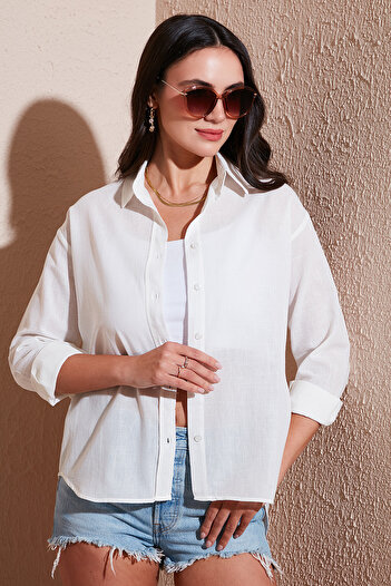 Lela Linen and Cotton Blended Regular Fit Short Front Long Back Shirt Shirt 6772853