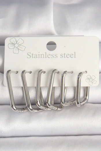 BESKAR 316L Steel Silver Color Square Model Women's Earring Set