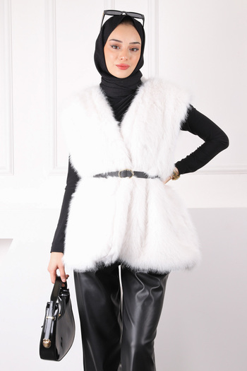 İmajButik Ecru Fur Vest