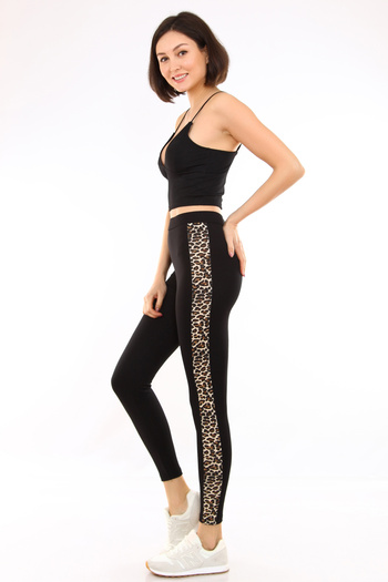 Almila High Waist Leopard Print Stripe Women's Leggings 4009