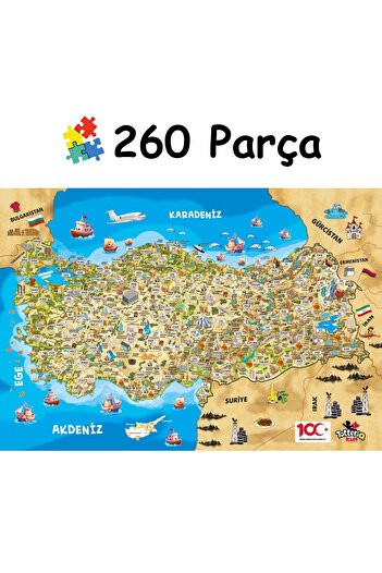 TOTTERİQ TOTTERI KIDS TÜRKİYE KÜLTÜR HARİTASI KUTULU PUZZLE/YAPBOZ 260 PARÇA