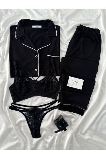 Lena Homewears Set de pijamale cu mânecă scurtă Lena cu lenjerie intimă și detaliu moale