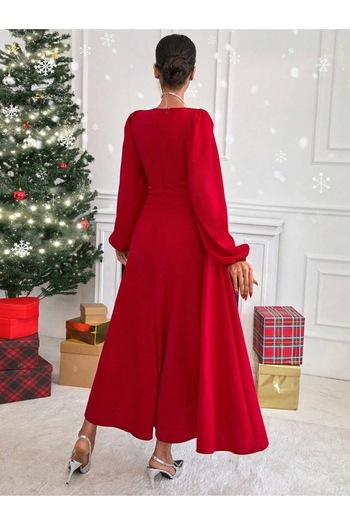 mass fashion Women's Stone Detailed Maxi Length Slit Dress