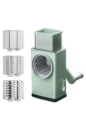 Denx Rotary Handheld Slicer and Grater with 3 Rounded Stainless Steel Blades