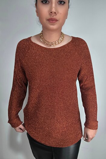 MADAMMERY Oval Collar Silvery Stretch Blouse