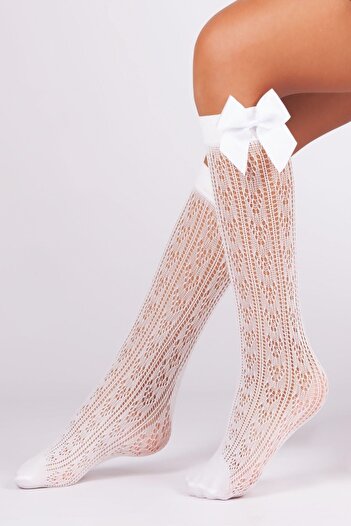 Daymod Orietta Children's Knee-high Socks with Bow, White