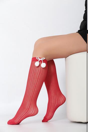 Daymod Red Fairy Pompom Knee Socks