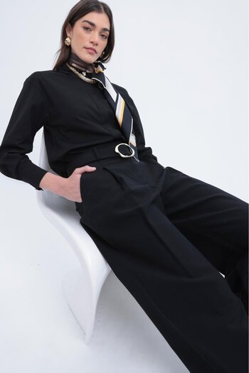 ALLDAY Black-Belted Palazzo Trousers