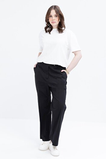 ALLDAY Black-Waist Elastic Plus Size Lycra Trousers