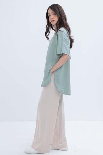 ALLDAY Mint-Short Sleeve Slit T-Shirt