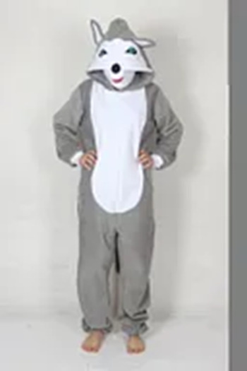 Kadıköy Kostüm Adult Siberian Husky Wolf Costume Animal Costume Cozy Pajama Costume