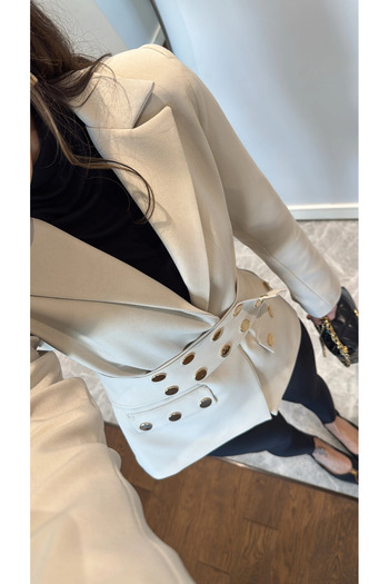 My Blog Ecru Gold Button Detailed Design Jacket - 251001