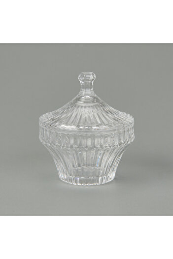 AROW Striped Pattern Glass Crystal Sugar Bowl - Transparent - 7 cm