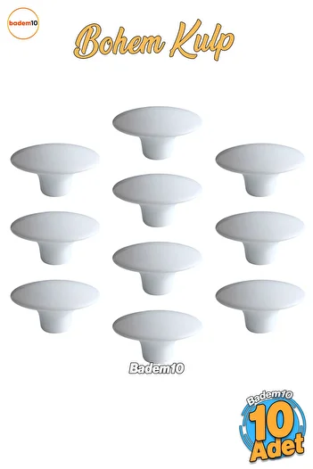 Badem10 Bohemian Plastic Externally Convex 10 Pieces (White) Color Furniture Kitchen Drawer Cabinet Cabinet Handle Handle
