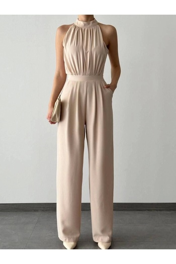 Diemmood Γυναικεία φόρμα από κρεπ ύφασμα Halter Neck