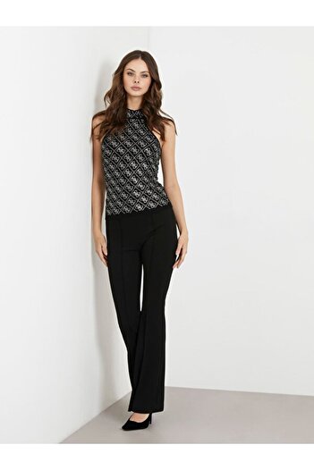 Guess Pulover negru normal cu gât polo pentru femei W4RR57Z2YK2-JBLK