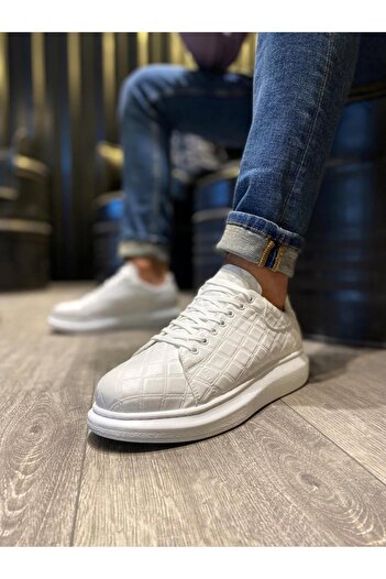 Knack High Sole Casual Shoes 044 QUILTED White