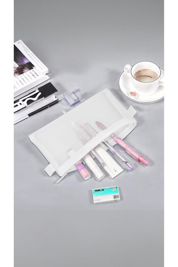 erorex Clear Mesh Zipper Pencil Case Set 4 Piece Exam Stationery Organizer For Students And Makeup Storage