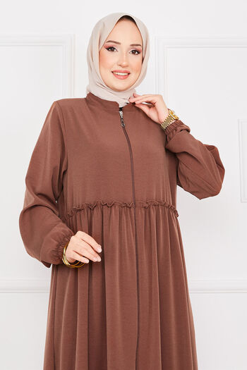 EBRUTESETTÜR Elastic Sleeve Gathered Hijab Ferace