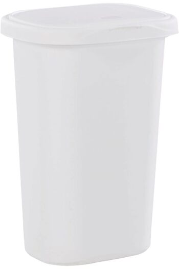 erorex Fg233900Wht Spring Top Trash Can With Lid 13 Gallon White Plastic Garbage Bin Wastebasket For Home