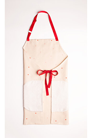 EMAYlab Cupid Heart Kitchen Apron and Holder Set (with Towel-Adjustable Hanger)