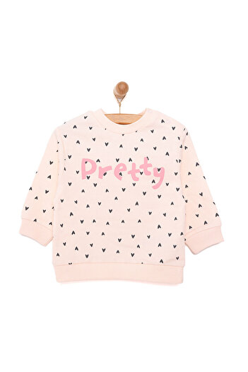 ebebek Hello Baby HelloBaby Kız Bebek Sweatshirt Şardonlu Bisiklet Yaka Uzun Kol Desenli