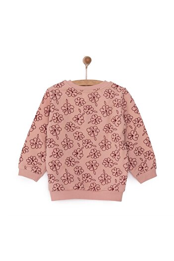 ebebek Hello Baby Hellobaby Baby Girl Sweatshirt Embroidered Flower Pattern Crew Neck Long Sleeve Patterned