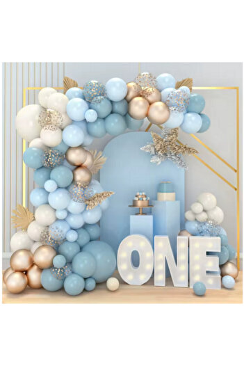 Baloniva Balloon Chain Soft Colors Birthday Blue Chrome Balloon 75 Pieces Balloon