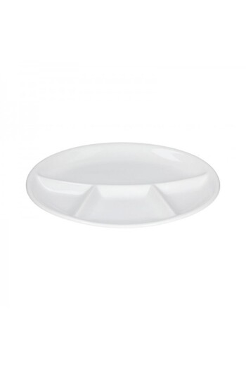 Tognana Set of 6 oval porcelain plates with 4 compartments, Party White, 28x24 cm
