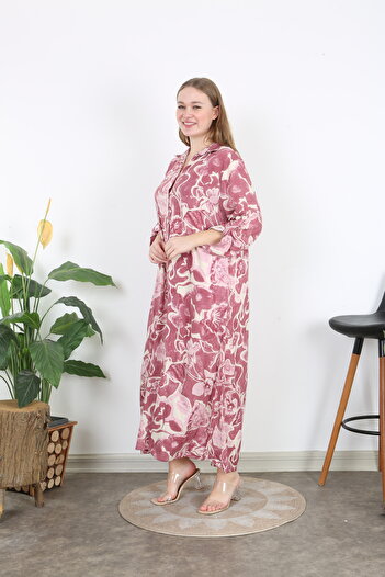 XL Modam Women's Patterned Woven Viscosa Large Size Dress