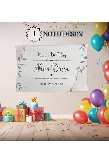 BAMBAŞKA MODA Kişiye Özel Happy Birthday  Doğum Günü Örtüsü