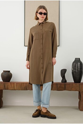 HEQA Pocketed Shirt - Walnut Shell